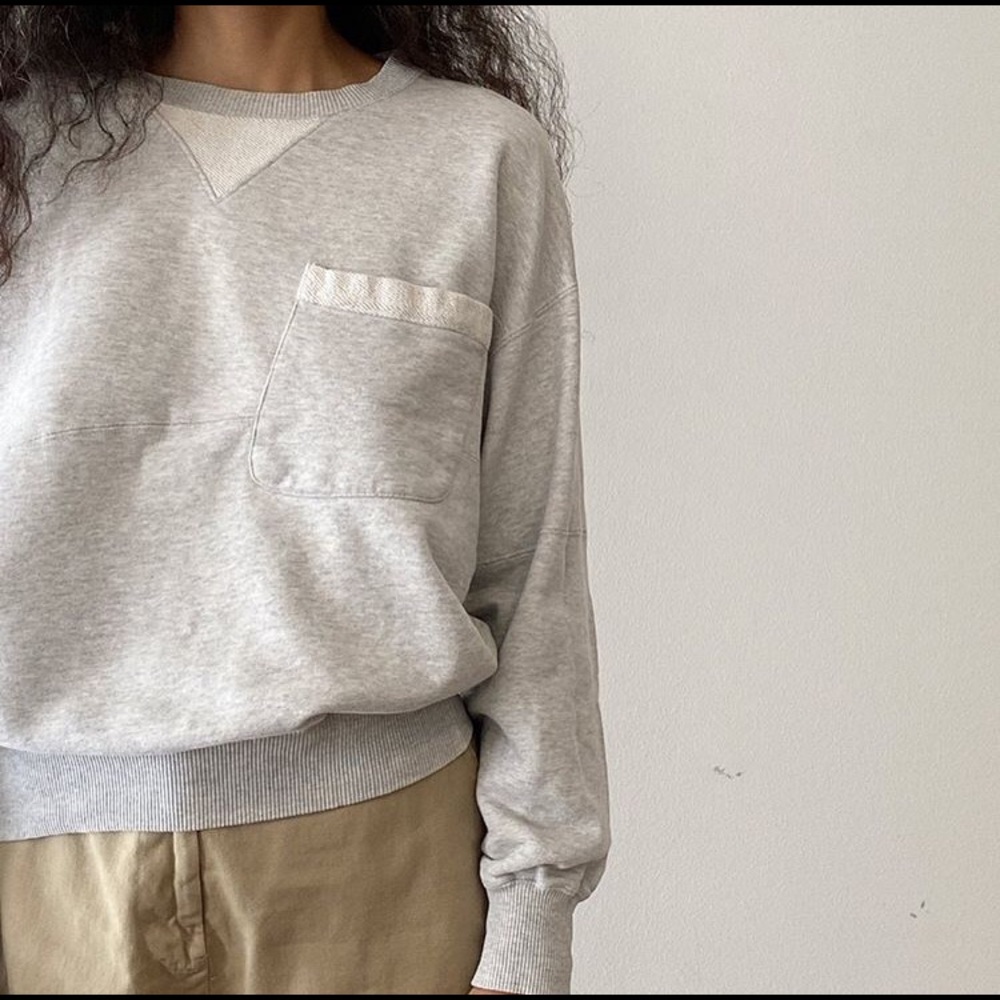 Vintage woven trim grey sweatshirt